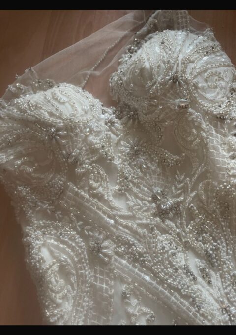 Second Hand Brautkleid Badgley Mischka Meerjungfrau Gr. 36 Maßgeschneidert Foto 1