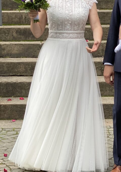 Second Hand Brautkleid Aire Barcelona A-Linie Gr. 38 Foto 1
