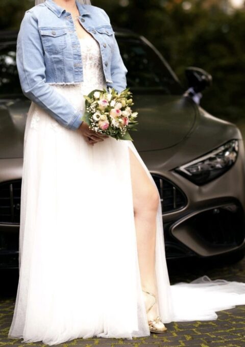 Second Hand Brautkleid A-Linie Gr. 38 Mageschneidert Foto 1