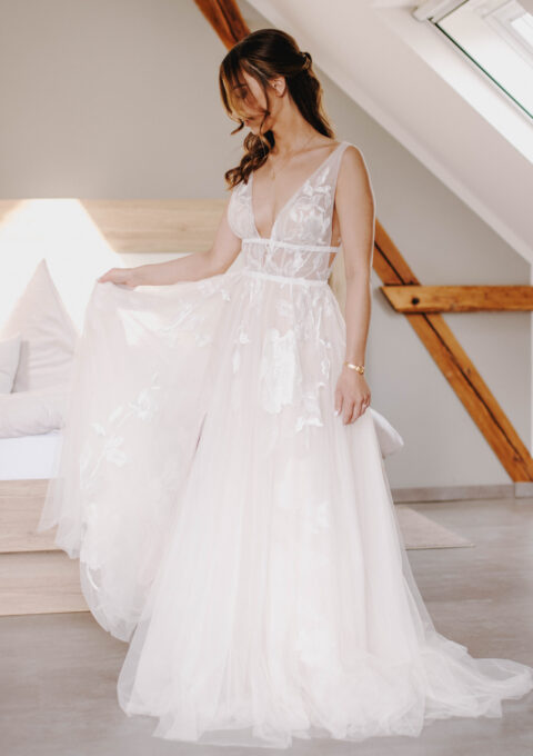 Second Hand Brautkleid Moscato 50704 A-Linie Gr. 34 Foto 1