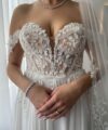 Second Hand Brautkleid LOVE Kleid mit abnehmbaren Carmen Träger A-Linie Gr. 38 Foto 7