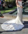 Second Hand Brautkleid Lillian West Scoop neck Crepe Fit and Flair bridal Dress with illusional Bodice (Style 66180) Fit and Flare Gr. 36 Foto 1