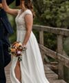 Second Hand Brautkleid Bianco Evento Limited Edition Amethyst A-Linie Gr. 40 Foto 5