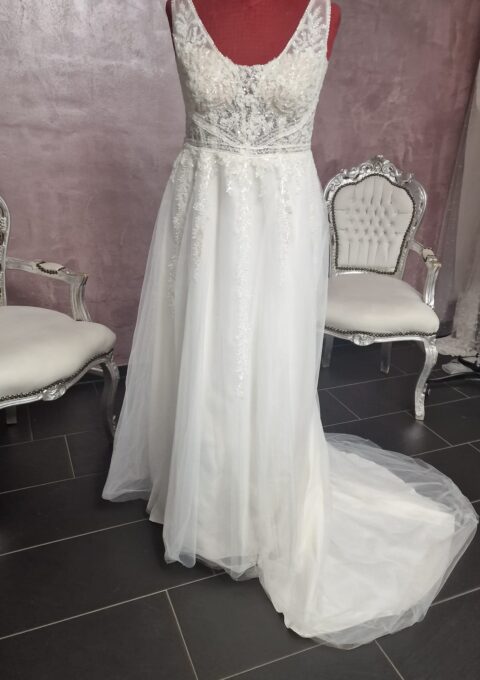 Second Hand Brautkleid Mode de Pol TO1456 A-Linie Gr. 46 Mageschneidert Foto 1