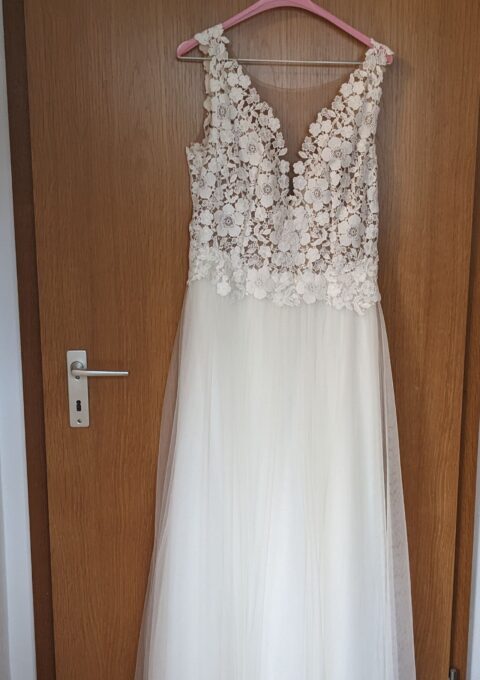 Second Hand Brautkleid Nici's kunterbunte Schneiderei A-Linie Gr. 38 Maßgeschneidert Foto 1