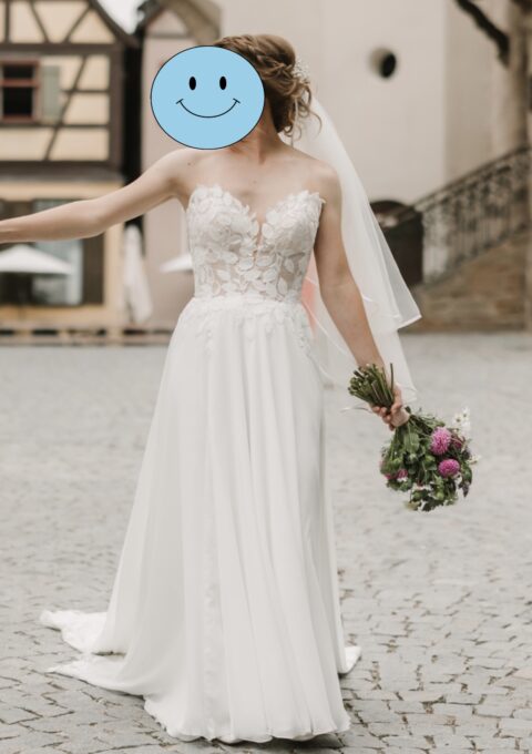 Second Hand Brautkleid Anna Sposa Fit and Flare Gr. 34 Mageschneidert Foto 1