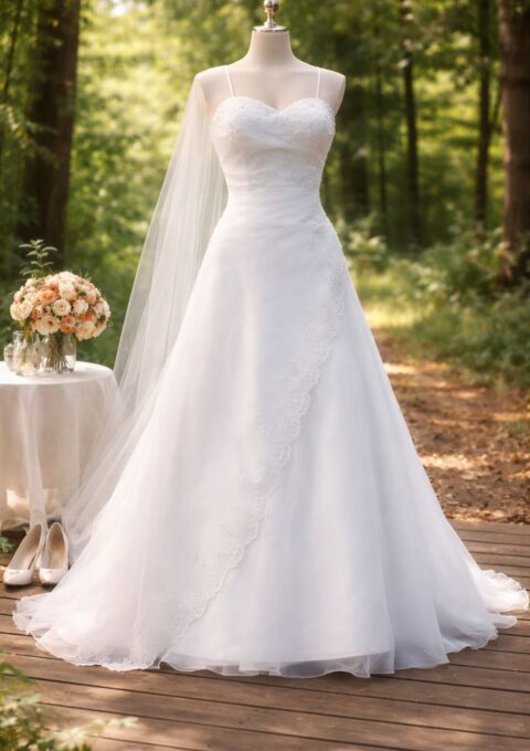 Second Hand Brautkleid Nicht bekannt A-Linie Gr. 44 Maßgeschneidert Foto 1