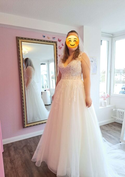 Second Hand Brautkleid Diane Legrand A-Linie Gr. 44 Mageschneidert Neu &amp ungetragen Foto 1
