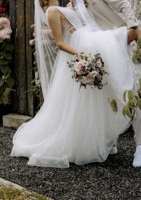 Second Hand Brautkleid Daria Karlozi 08277.00.17 Lukra A-Linie Gr. 38 Foto 1